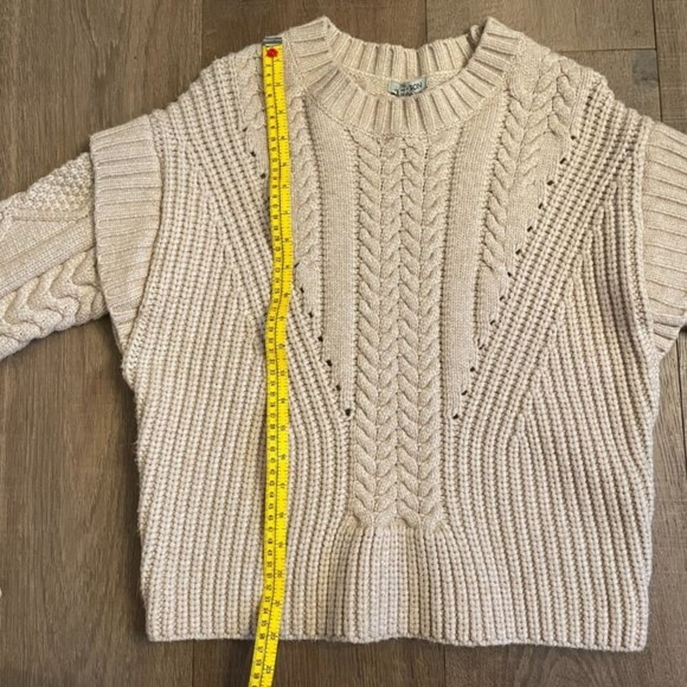 Chic Jamison myles Cable Women's Oatmeal Pullover Sweater (Size S) - Picture 11 of 11
